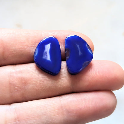 Boucles d'oreilles en agate bleue
