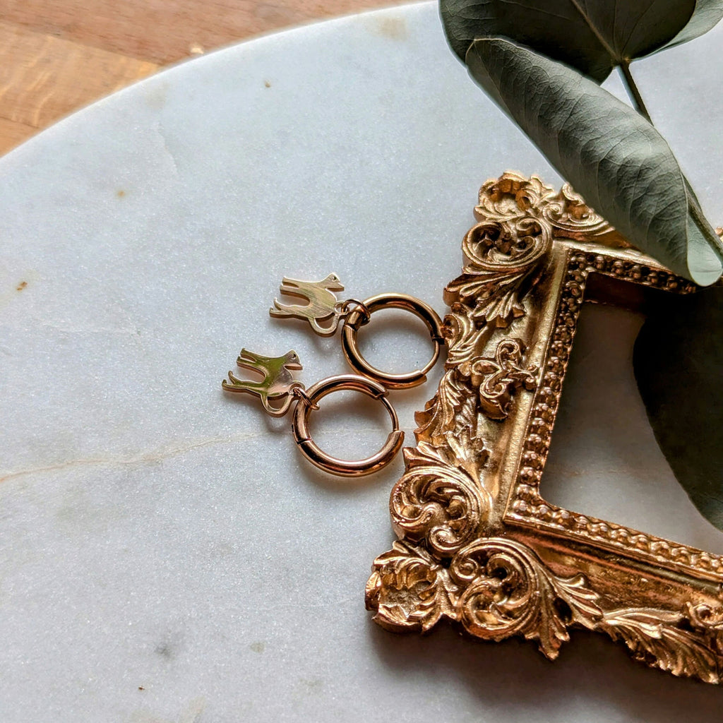 Edelstahl Creolen mit Katzenanhänger