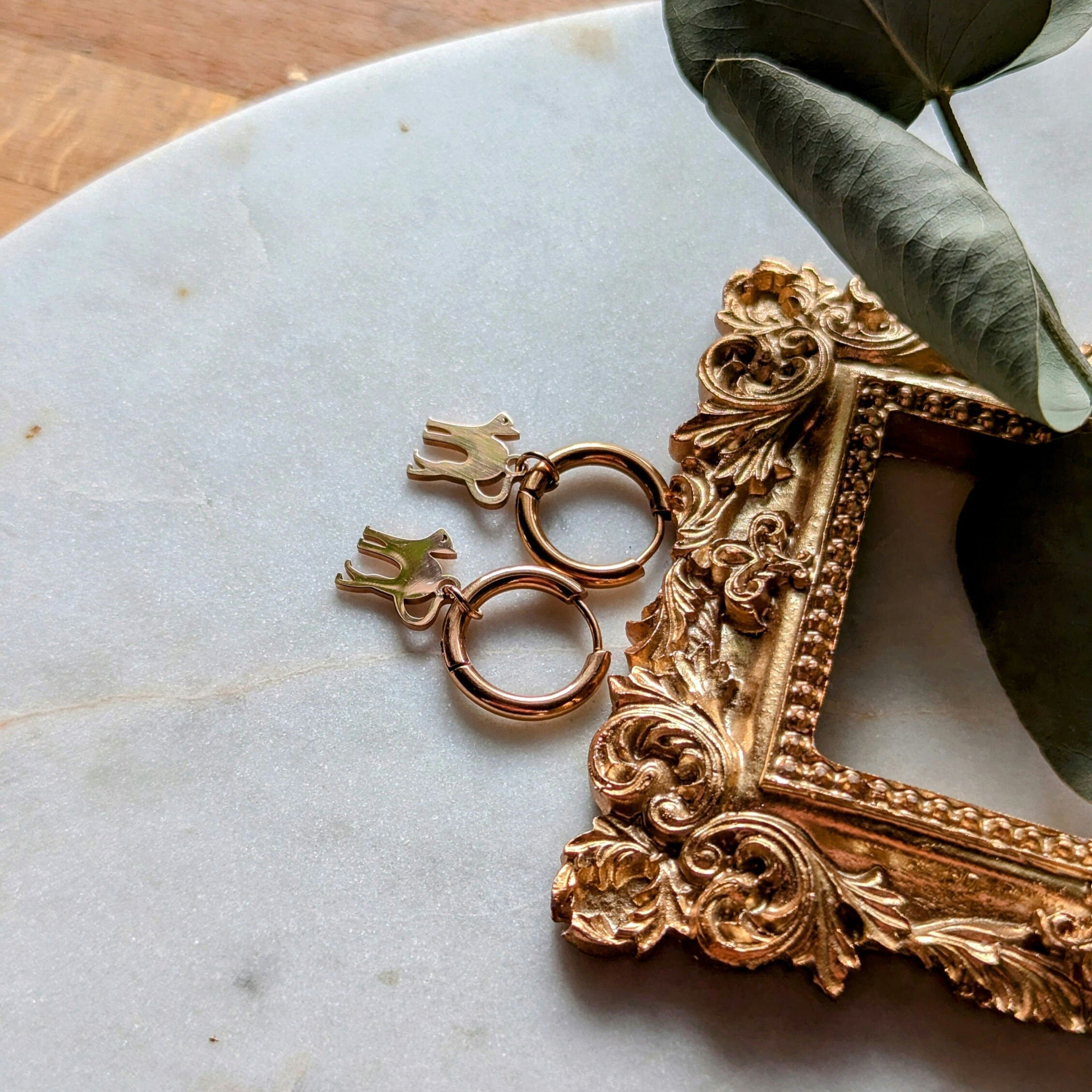 Edelstahl Creolen mit Katzenanhänger