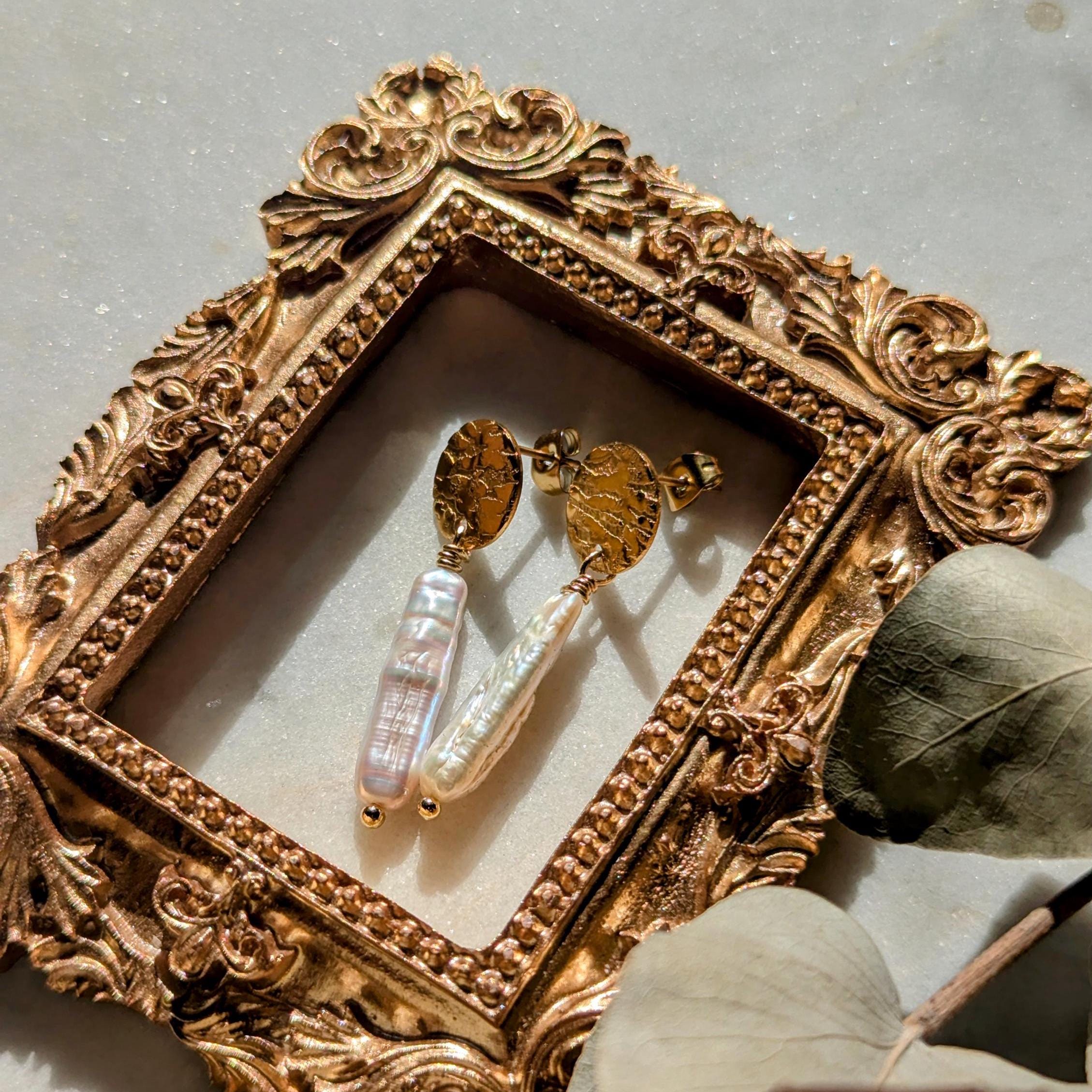 Boucles d'oreilles baroques en perles