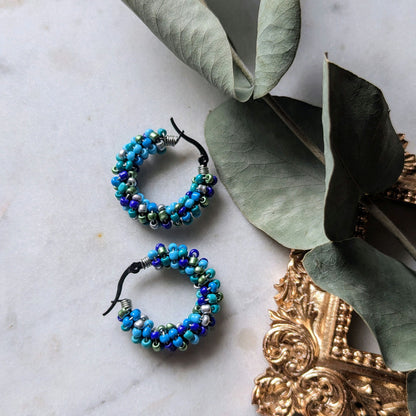 Boucles d'oreilles créoles rocaille "Shéhérazade"