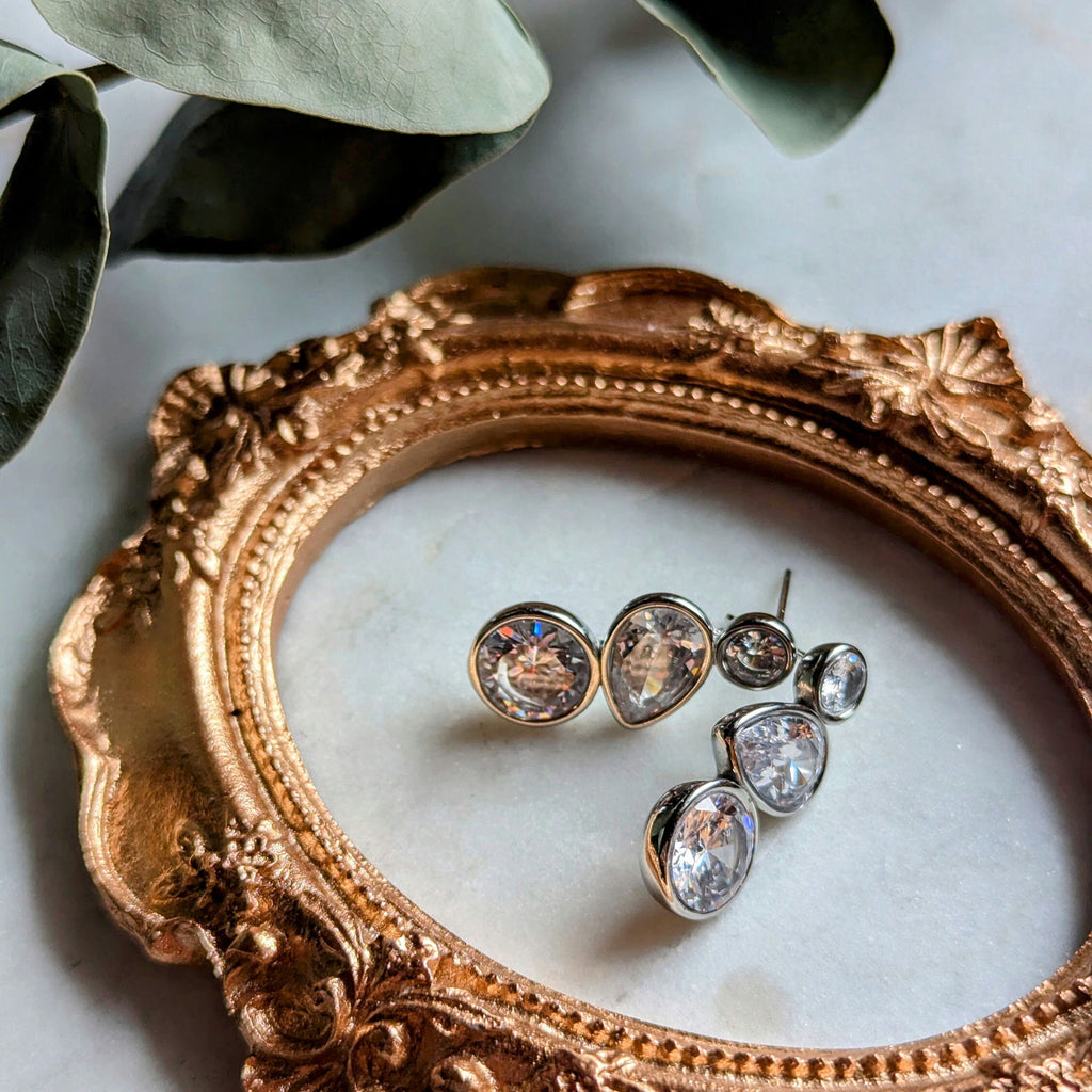 Zirkonia Ohrstecker "Trio" - Ohrstecker aus Zirkonia mit drei Steinen