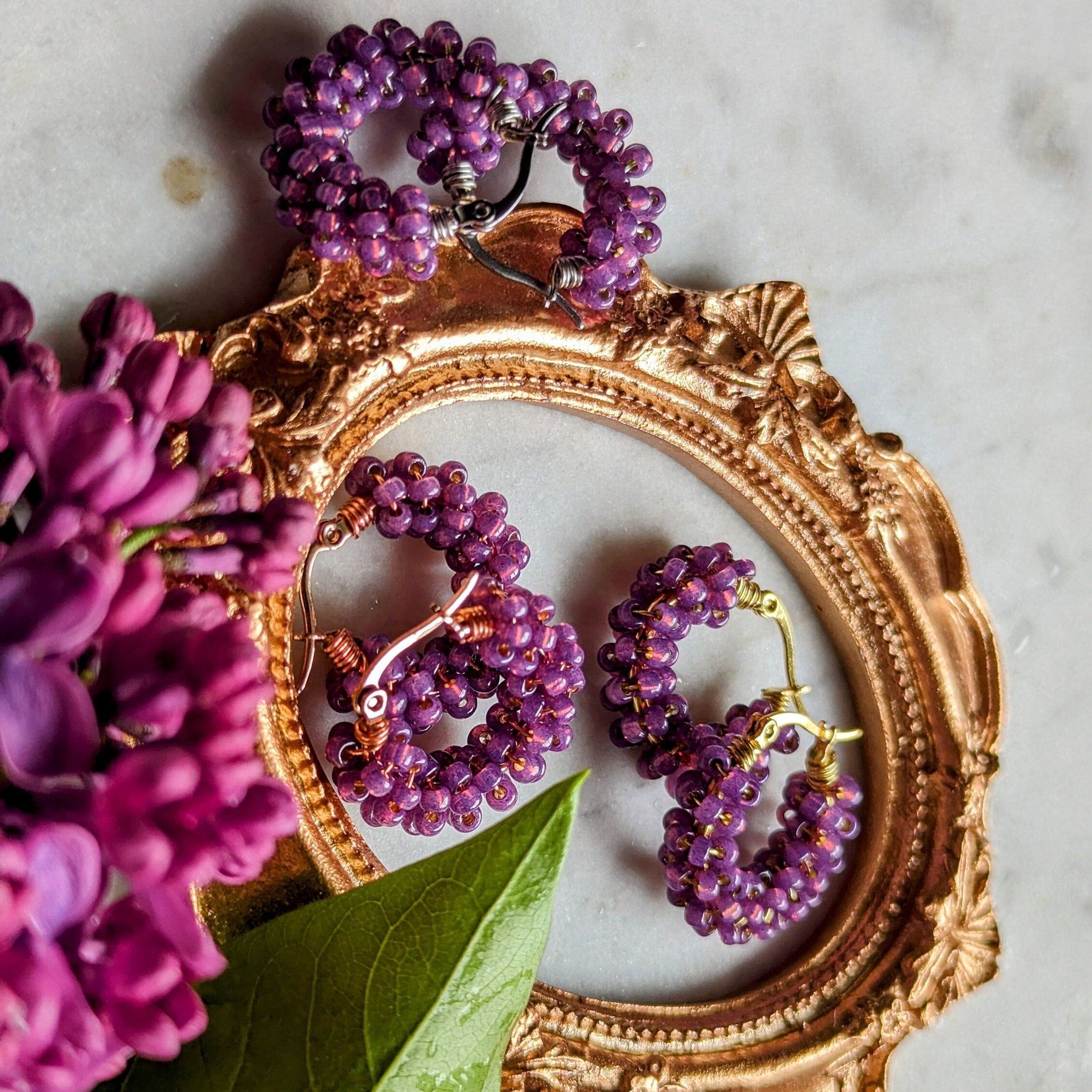 Boucles d'oreilles Rocailles "Lilas"