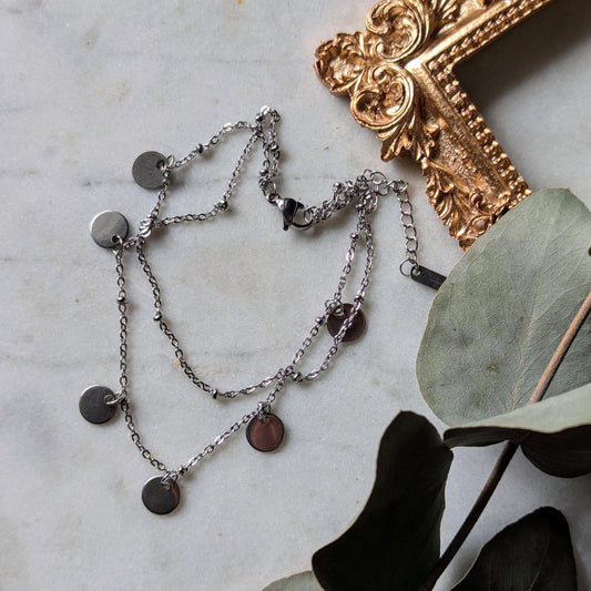 Stainless steel anklet with coin pendants