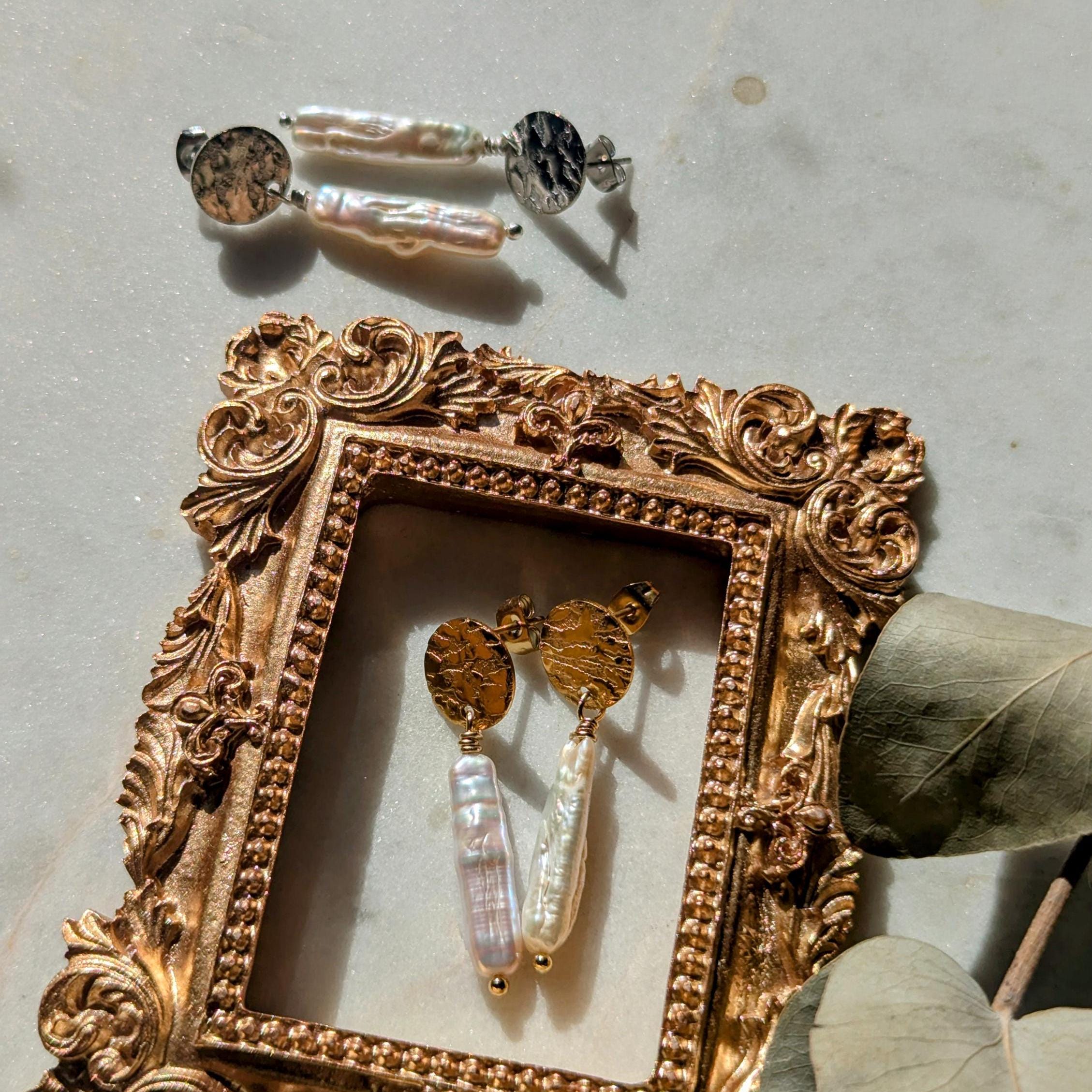 Boucles d'oreilles baroques en perles