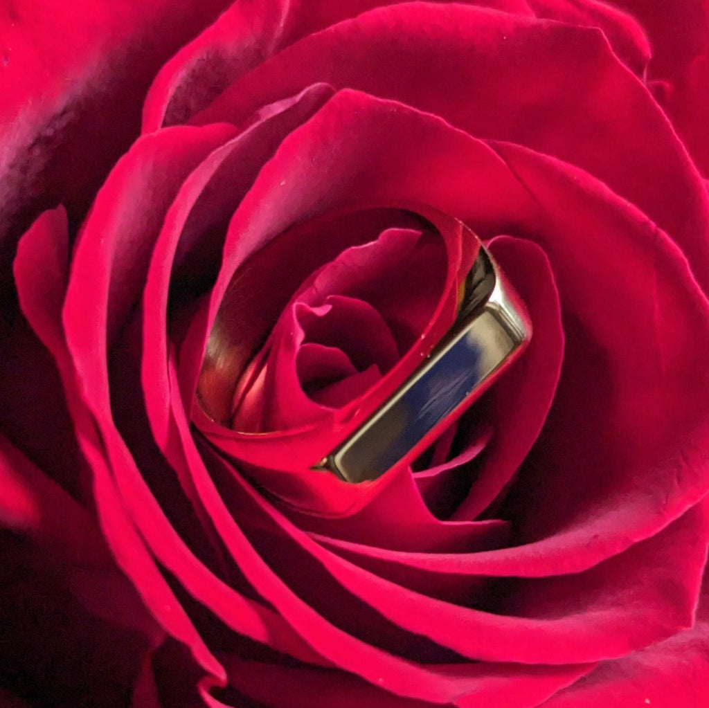 Minimalistischer Edelstahlring in Gold und Silber - Edelstahlring mit flacher Oberseite