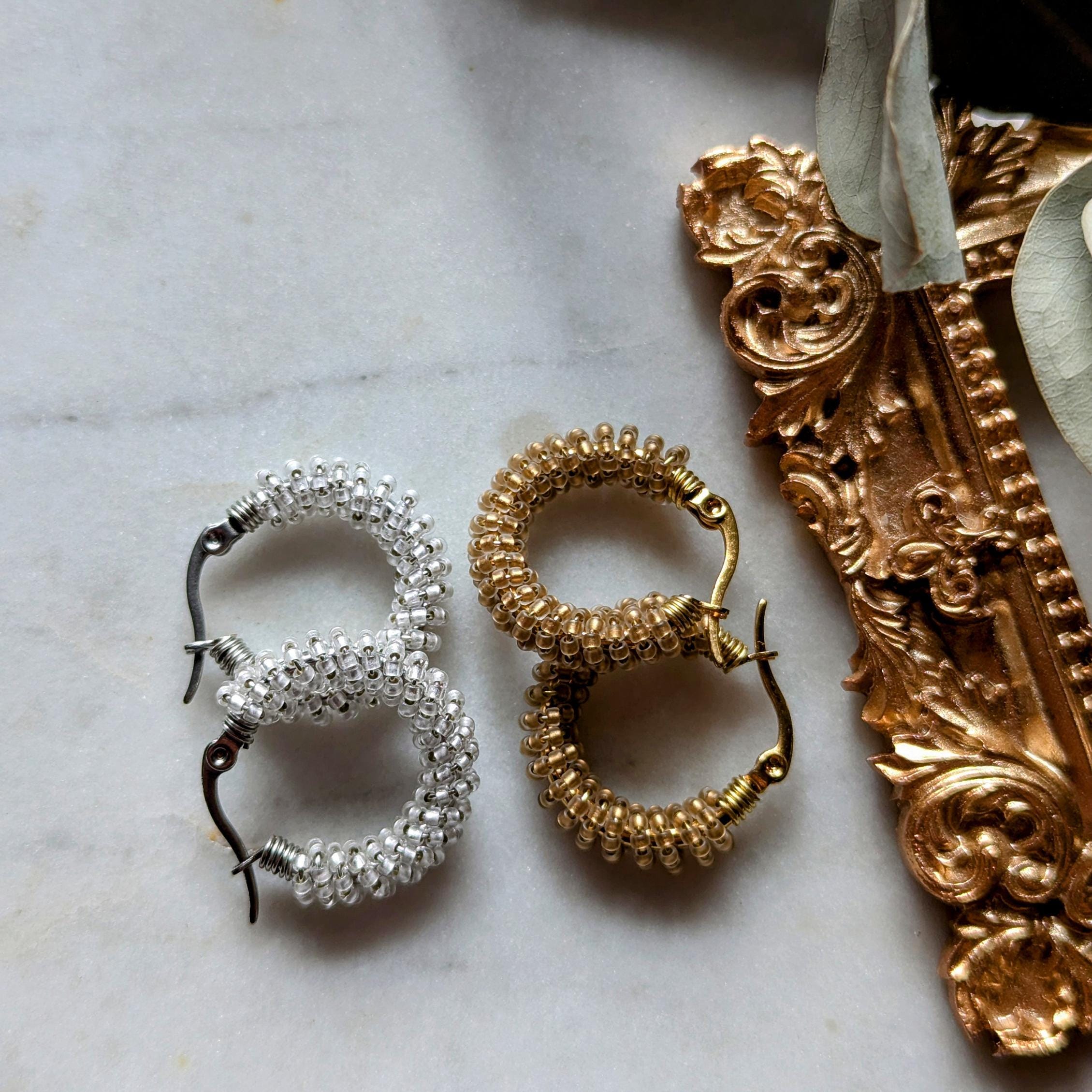 Boucles d'oreilles créoles Rocaille « Frosted Glitter »