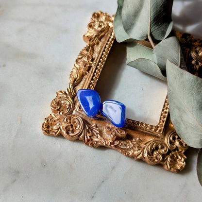 Boucles d'oreilles en agate bleue
