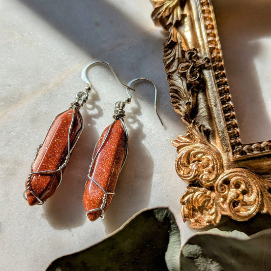 Goldstone earrings