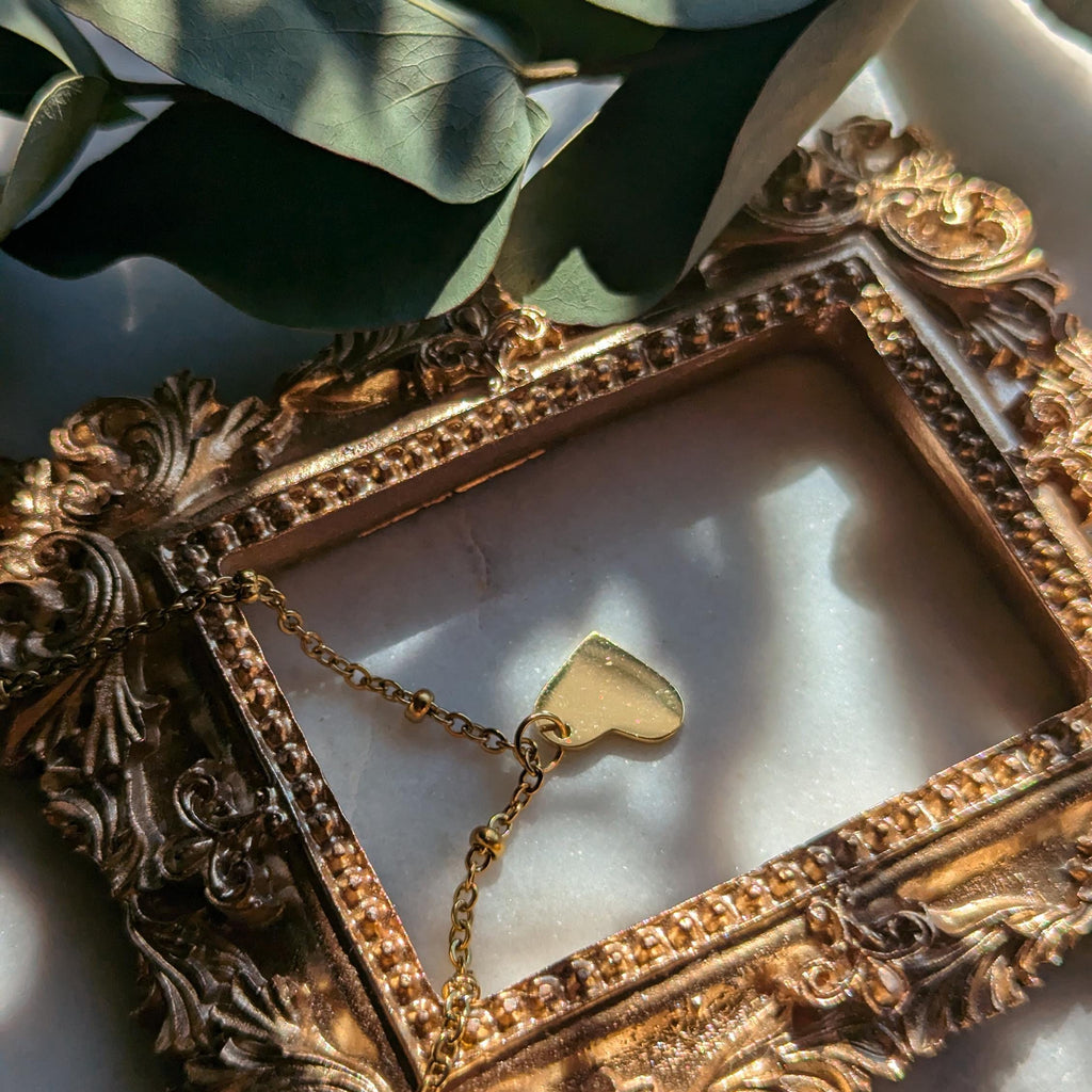 Satellitenkette mit Herzanhänger aus Edelstahl