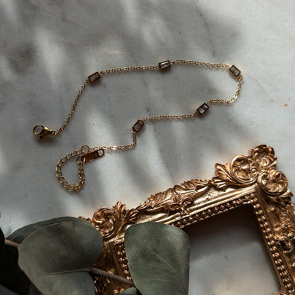 Stainless steel anklet with rhinestones