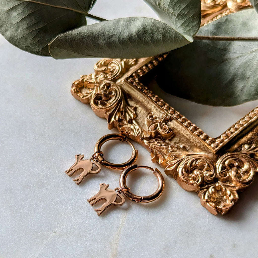 Edelstahl Creolen mit Katzenanhänger