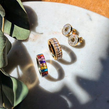 Bague en zircone et acier inoxydable