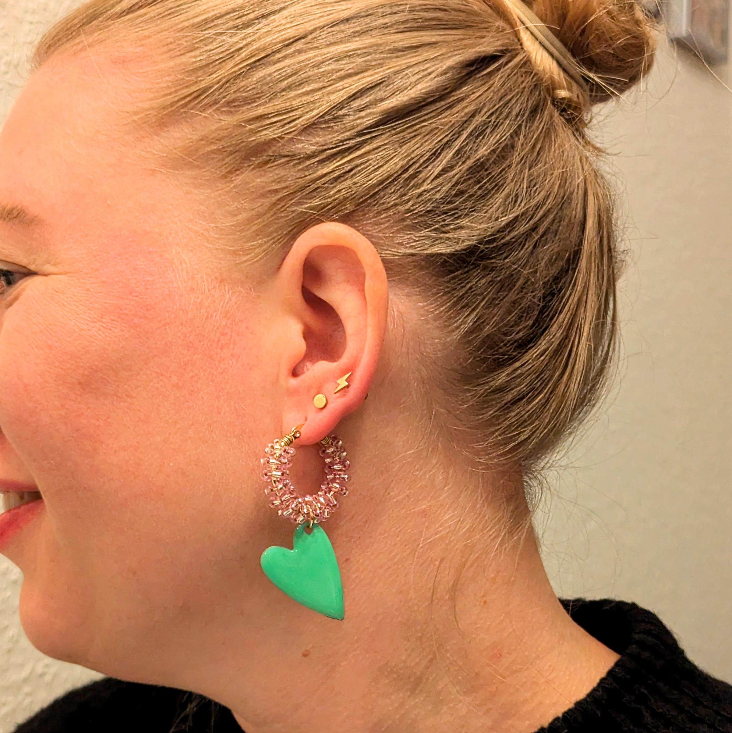 Boucles d'oreilles Rocailles "Coracão"