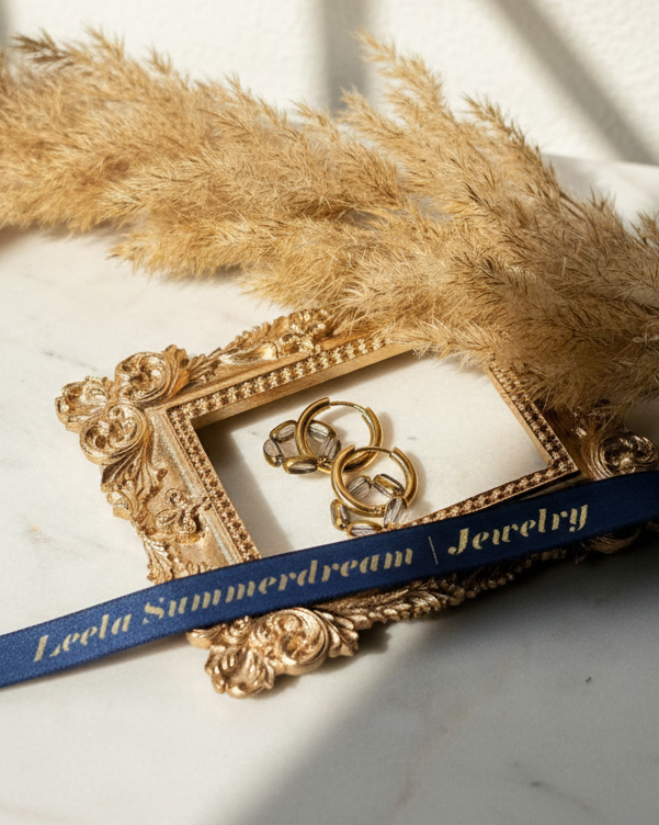 Alhambra - Edelstahl Creolen mit geschliffenen Glasperlen