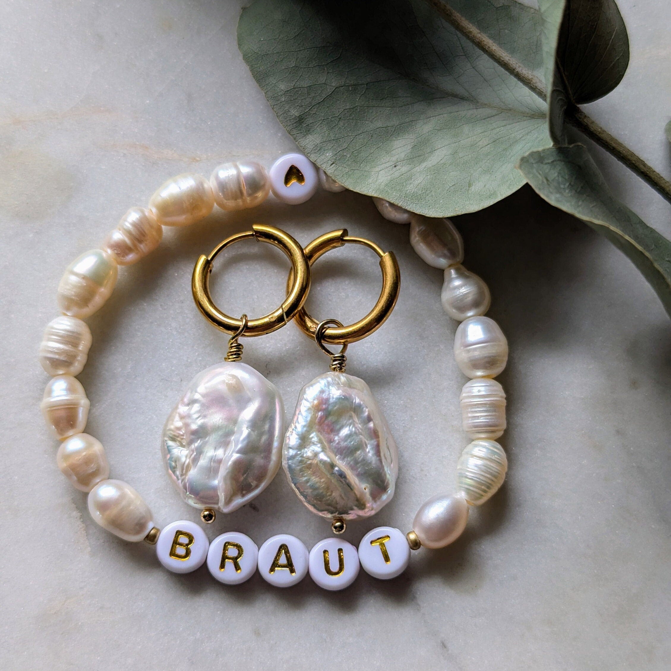 Bracelet de mariée et de demoiselle d'honneur avec perles d'eau douce