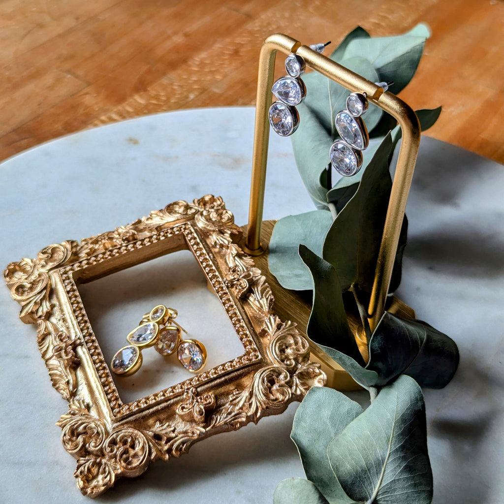 Zirkonia Ohrstecker "Trio" - Ohrstecker aus Zirkonia mit drei Steinen