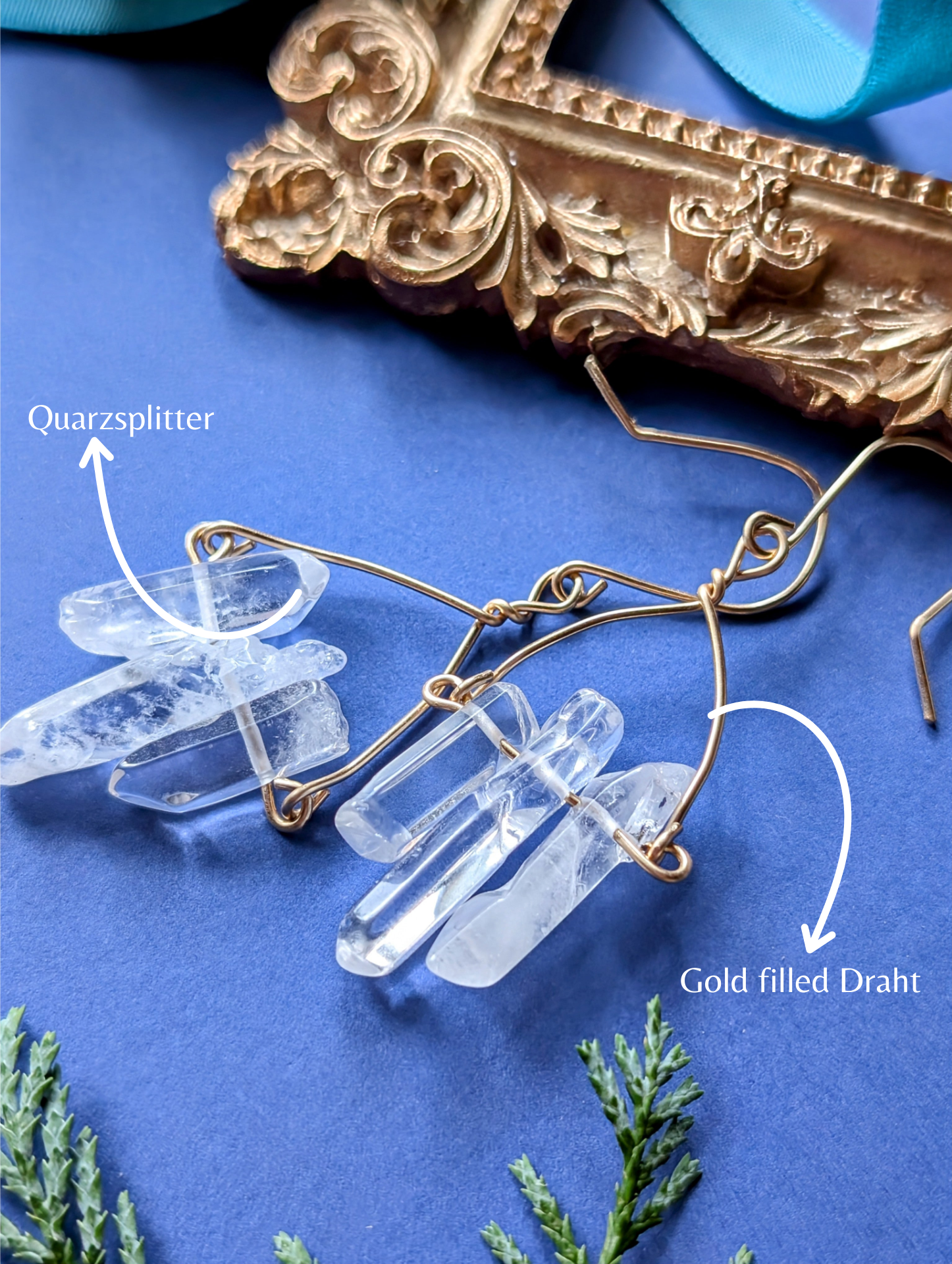 Firn Glacier - Ohrhänger mit Eiszapfen aus Quarzsplittern