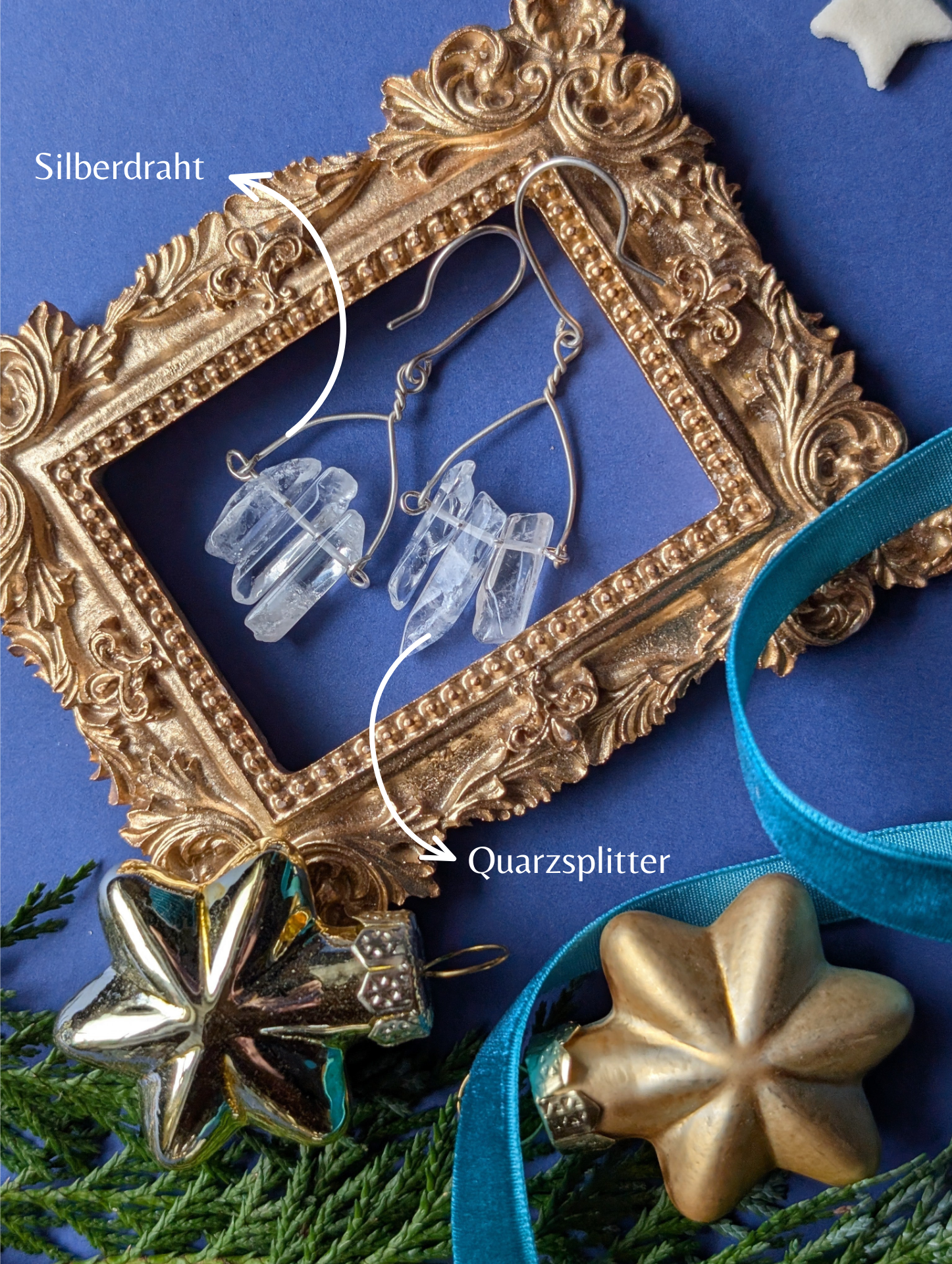 Firn Glacier - Ohrhänger mit Eiszapfen aus Quarzsplittern