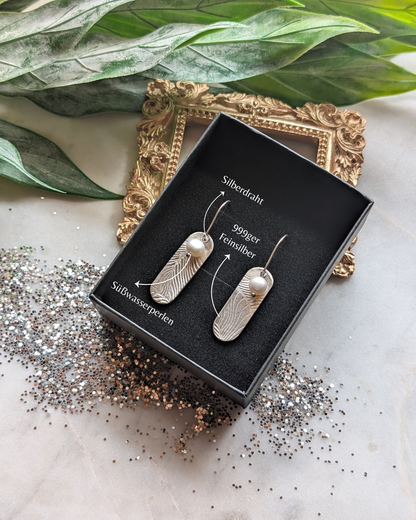 Boucles d'oreilles en argent fin 999 et perles d'eau douce