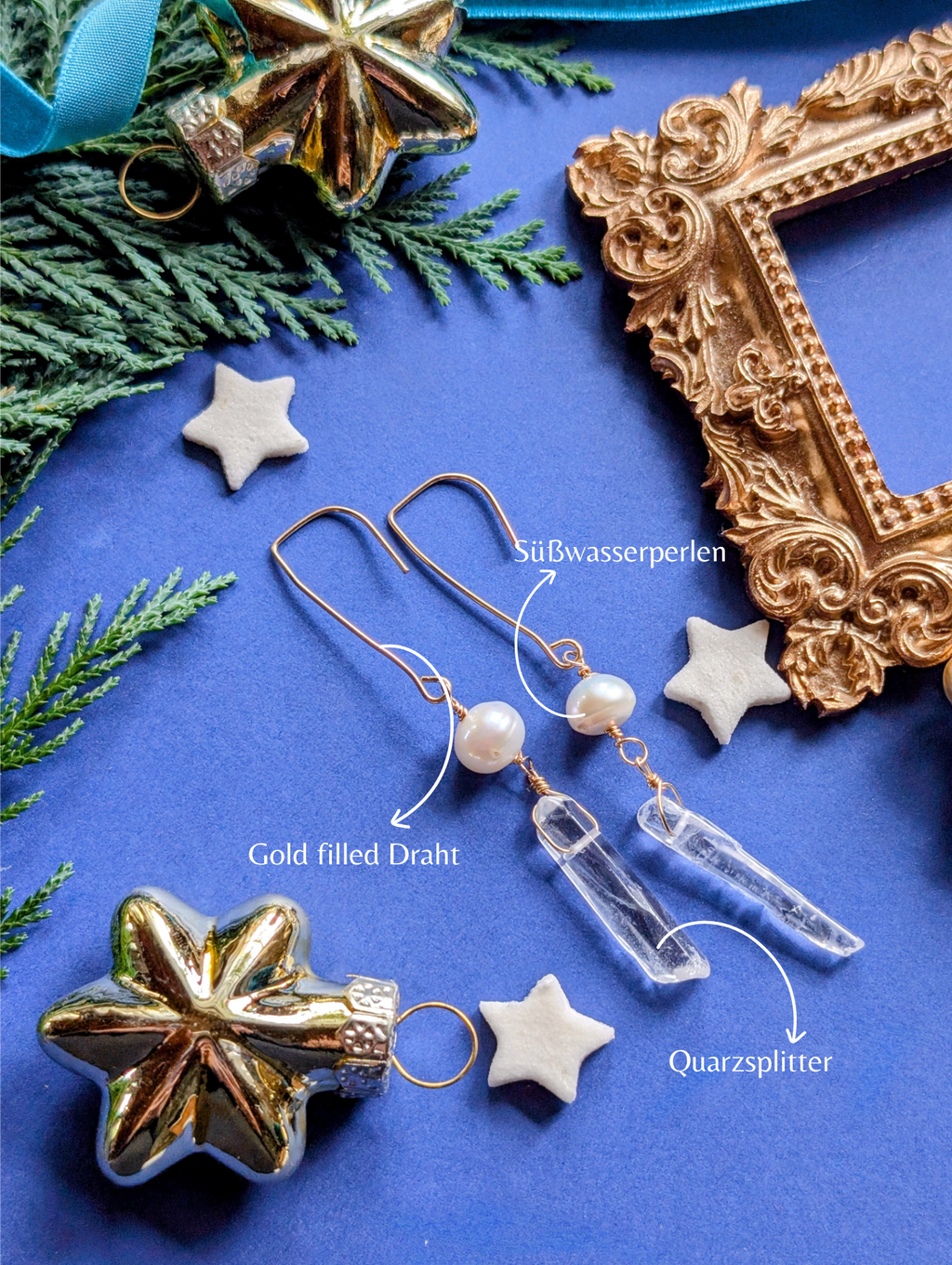 Istapp Pearl - Ohrhänger mit Quarz und  Perle