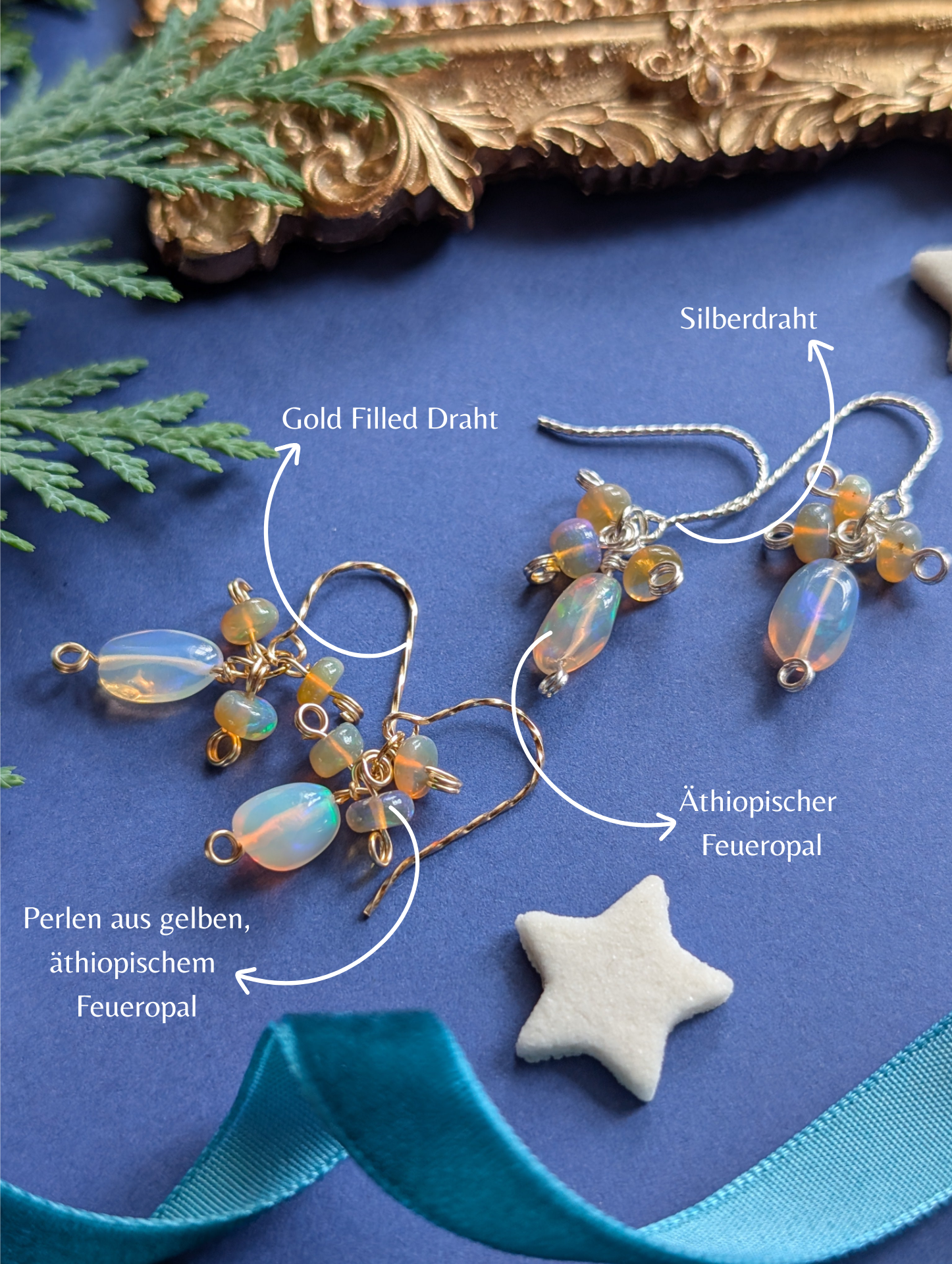 Northern Fire Lights - zarte Ohrhänger mit verschiedenen Feueropalen