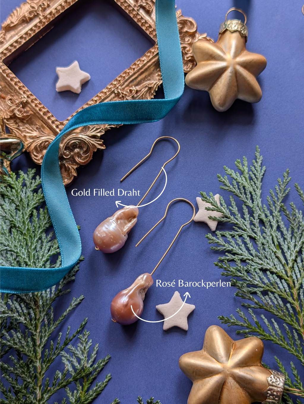 Rosewood Key - Barockperlen Ohrhänger mit Schlüsselloch Detail