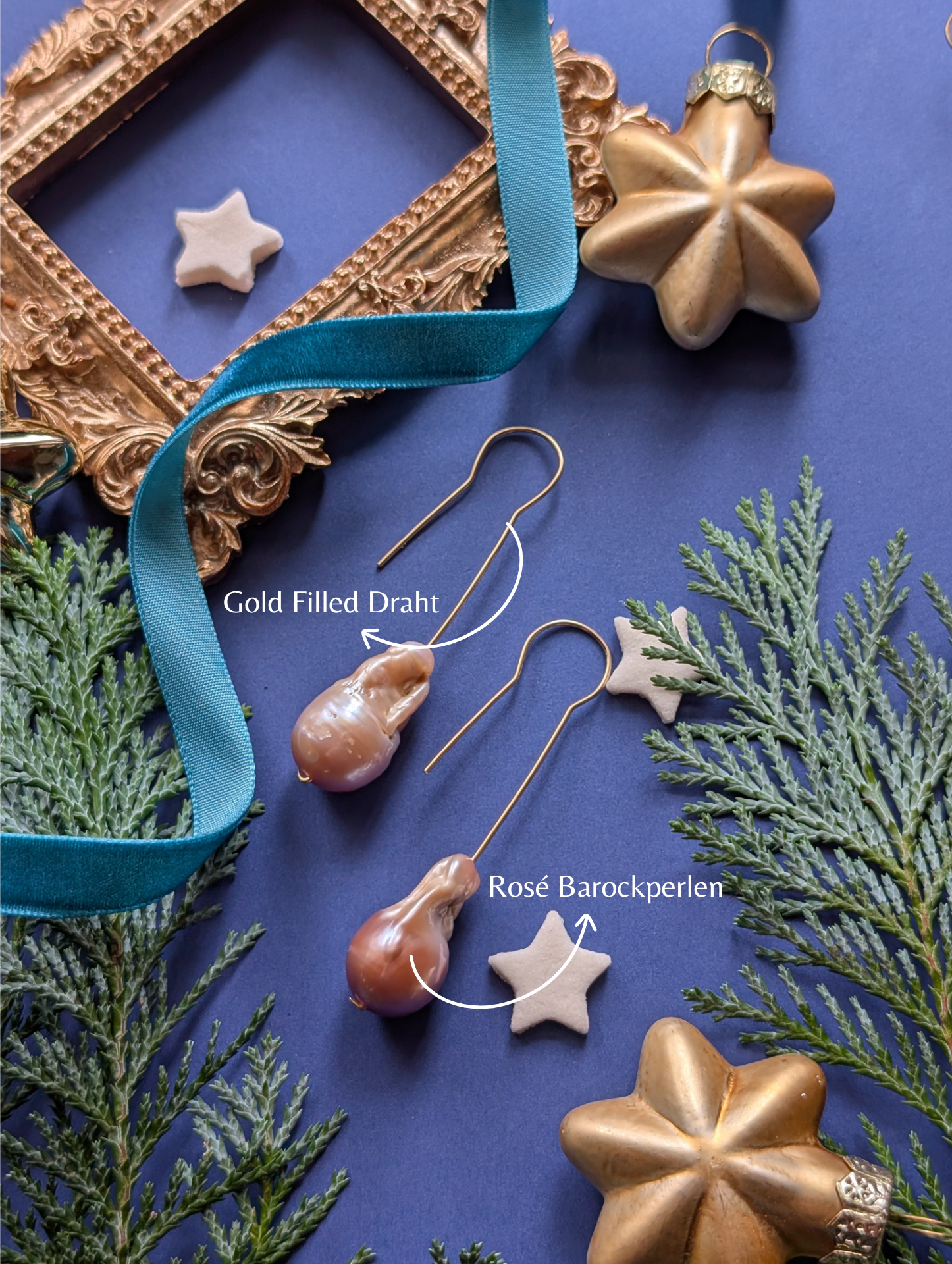 Rosewood Key - Barockperlen Ohrhänger mit Schlüsselloch Detail