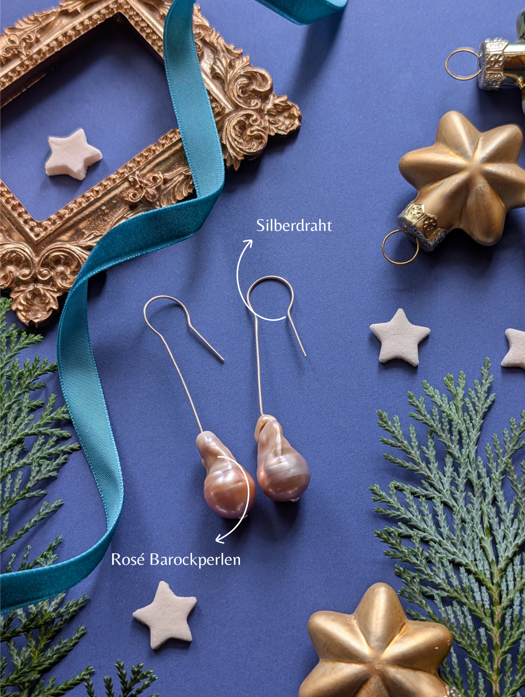 Rosewood Key - Barockperlen Ohrhänger mit Schlüsselloch Detail