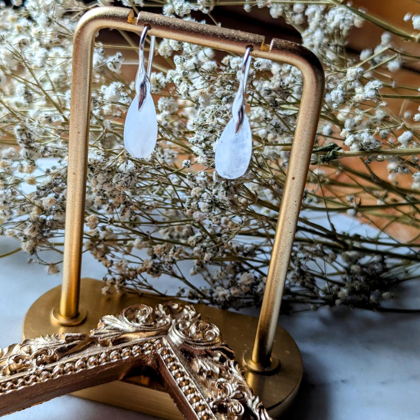 Boucles d'oreilles en pierre de lune avec crochets en argent 925