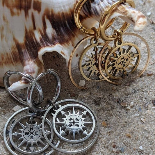 Compass Hoop Earrings "Wanderlust"
