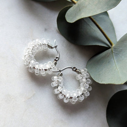 Boucles d'oreilles Rocailles "Sel"
