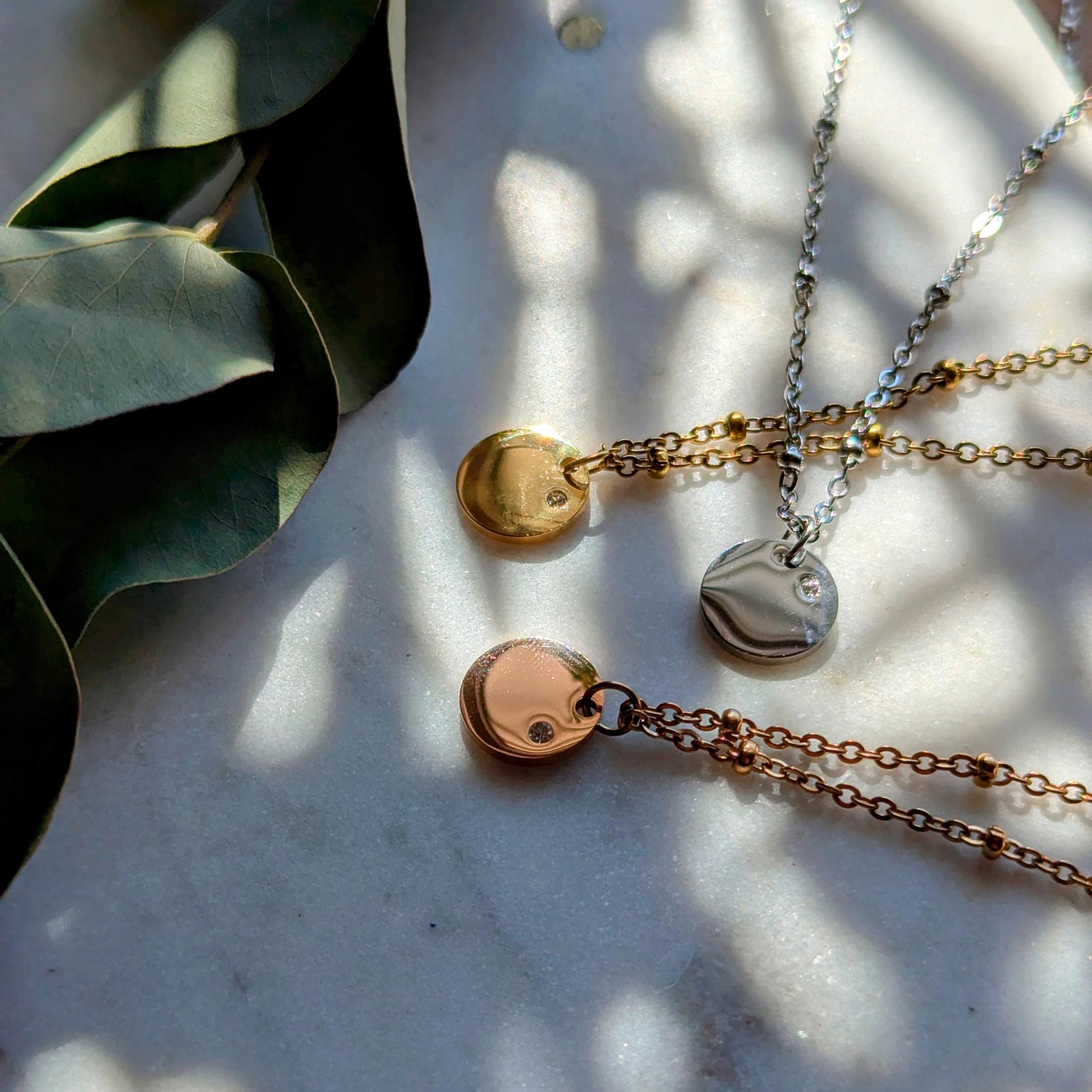 Satellitenkette mit Anhänger aus Edelstahl und Zirkonia