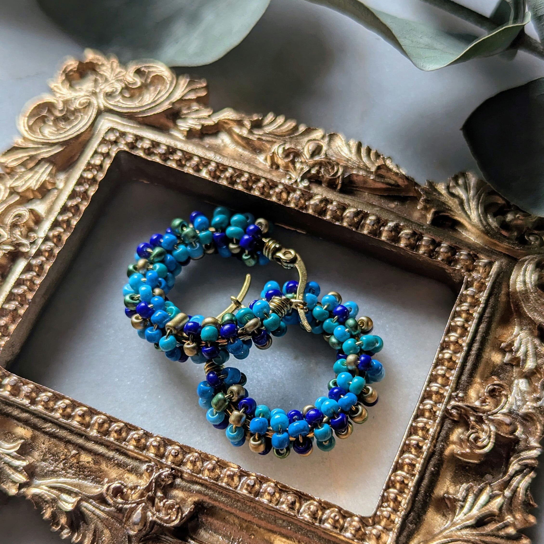 Boucles d'oreilles créoles rocaille "Shéhérazade"