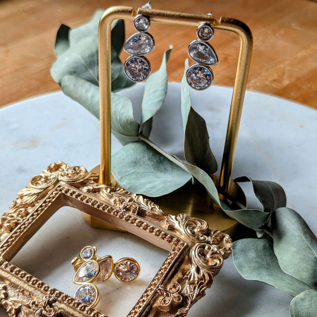 Zirkonia Ohrstecker "Trio" - Ohrstecker aus Zirkonia mit drei Steinen