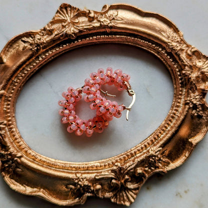 Color Wraps Creolen "Peach" – Roségold & Pfirsich Rocailles