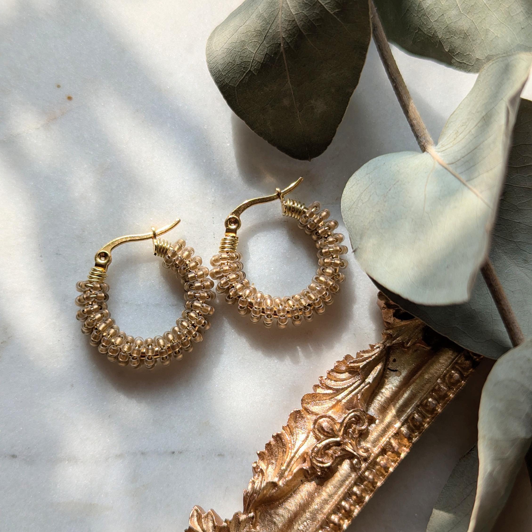 Boucles d'oreilles créoles Rocaille « Frosted Glitter »