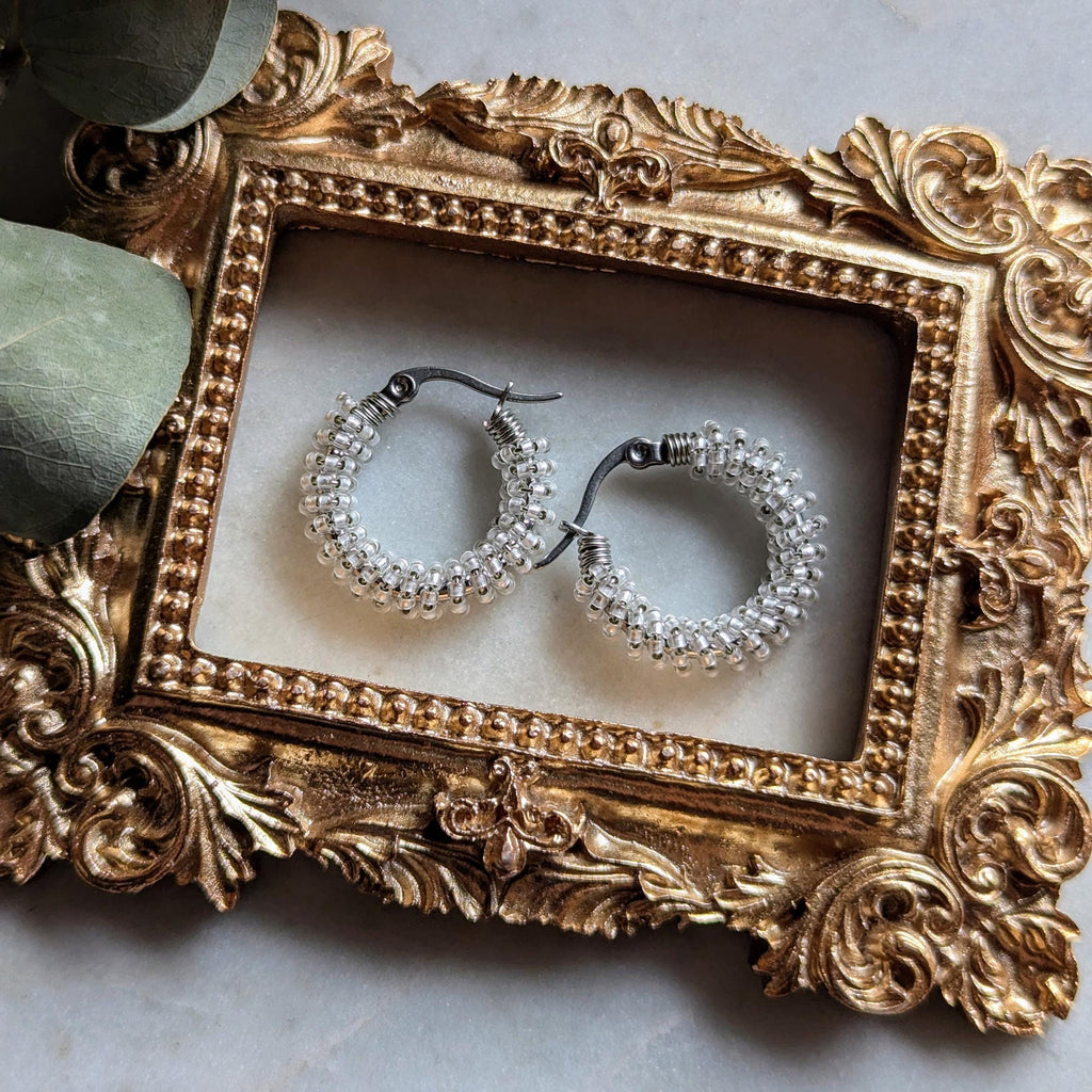 Boucles d'oreilles créoles Rocaille « Frosted Glitter »