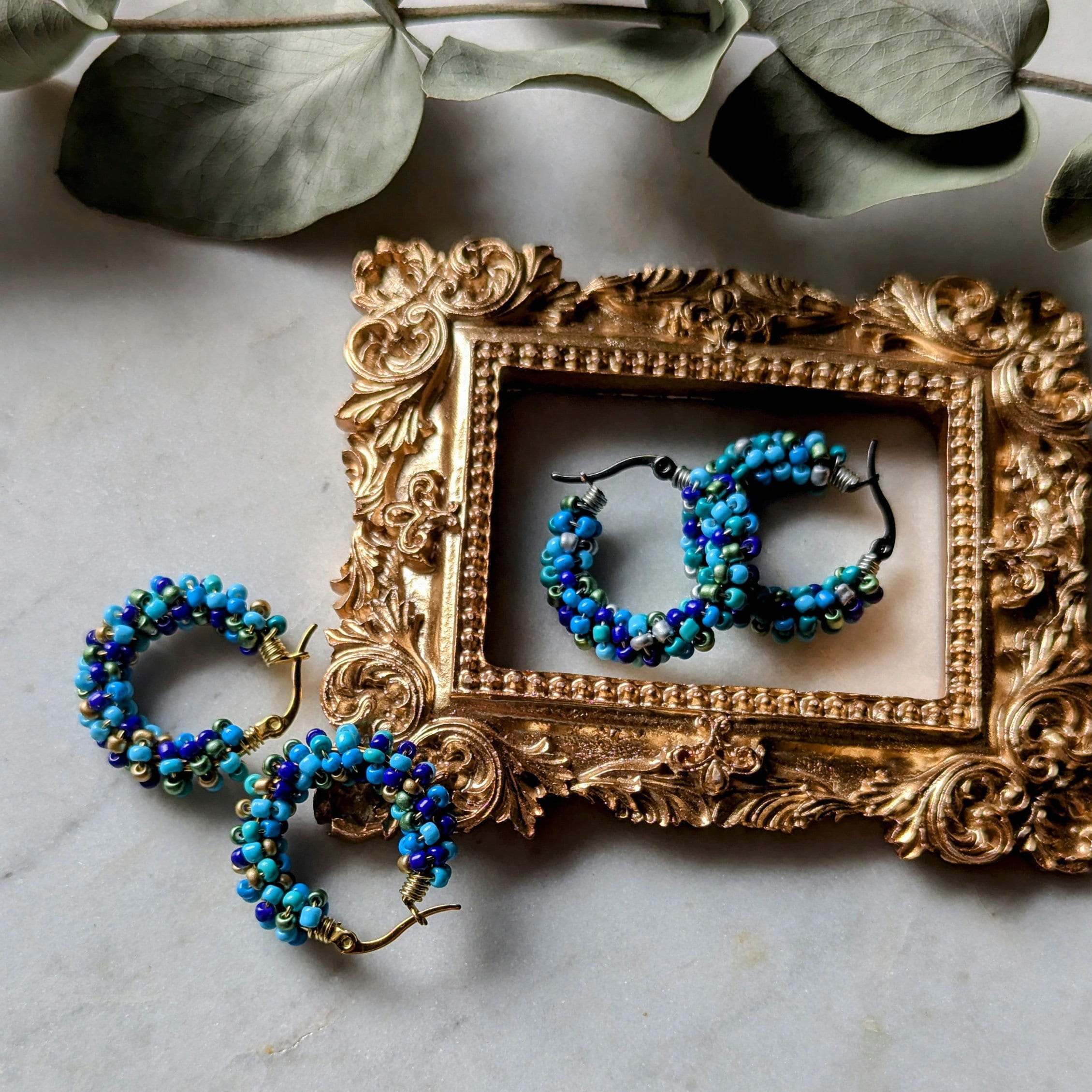 Boucles d'oreilles créoles rocaille "Shéhérazade"