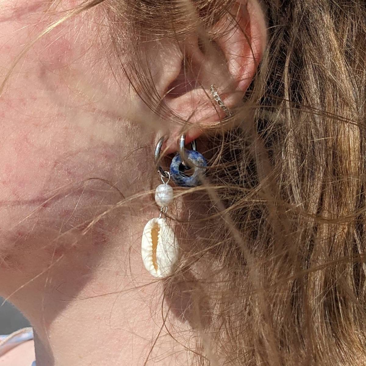 Muschelcreolen mit Süßwasserperle - Seaside Creolen