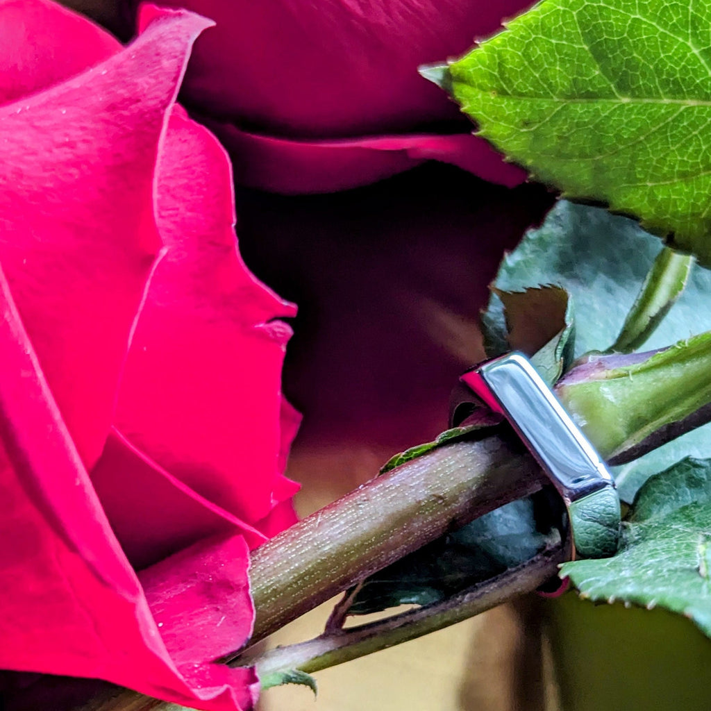 Minimalistischer Edelstahlring in Gold und Silber - Edelstahlring mit flacher Oberseite