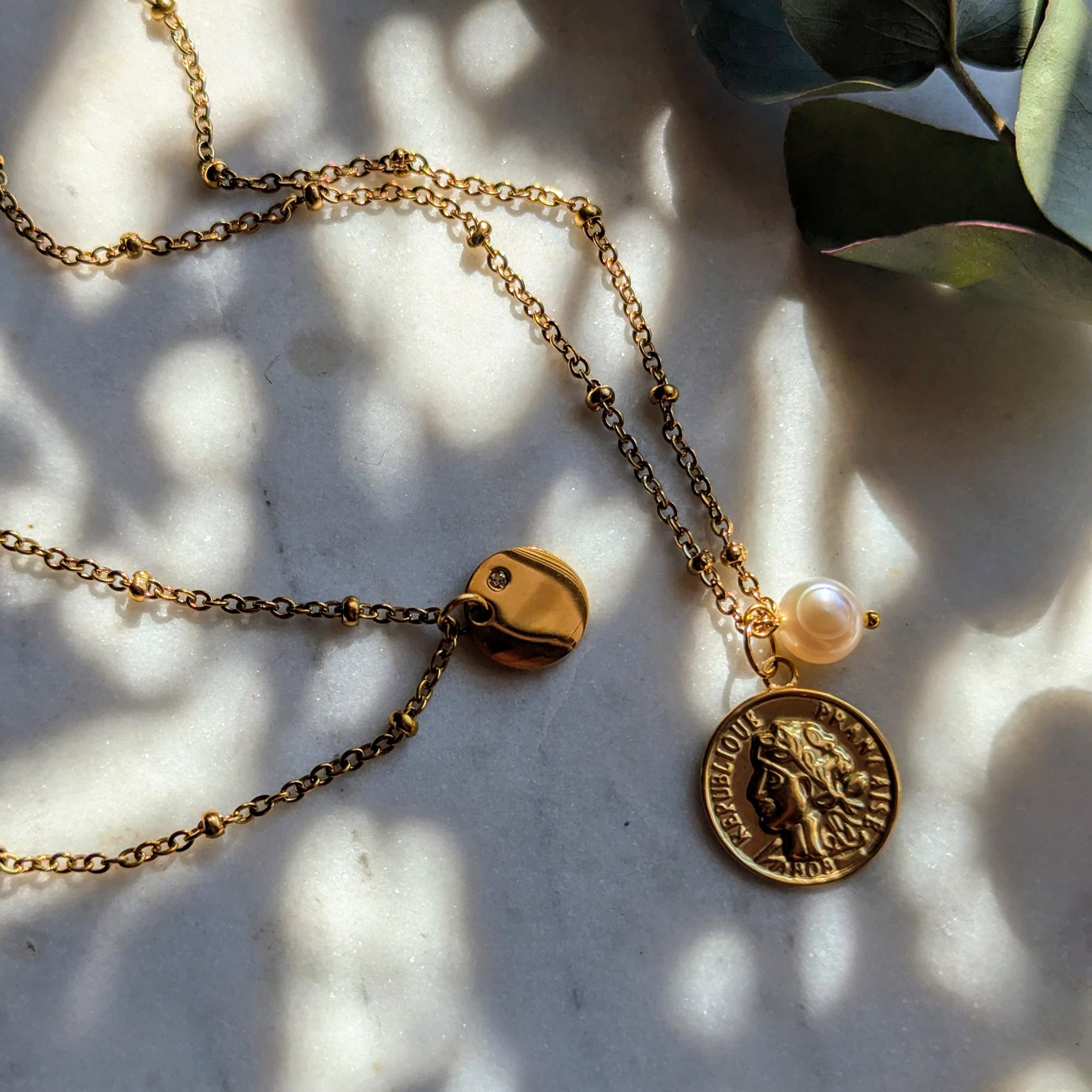 Satellitenkette mit Anhänger aus Edelstahl und Zirkonia