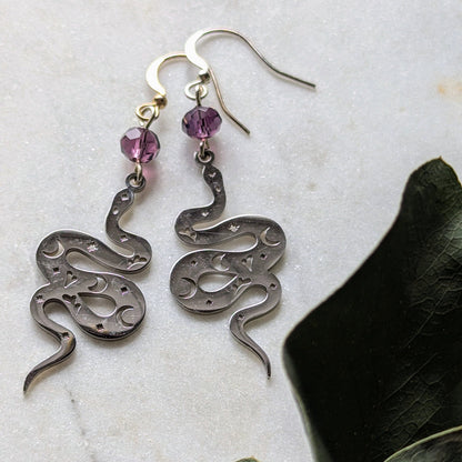 Boucles d'oreilles serpent avec perles de verre