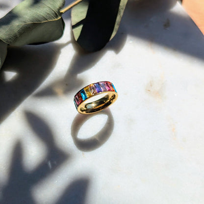 Bague en zircone et acier inoxydable