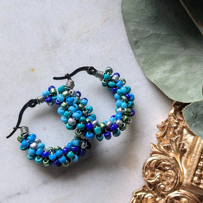 Boucles d'oreilles créoles rocaille "Shéhérazade"