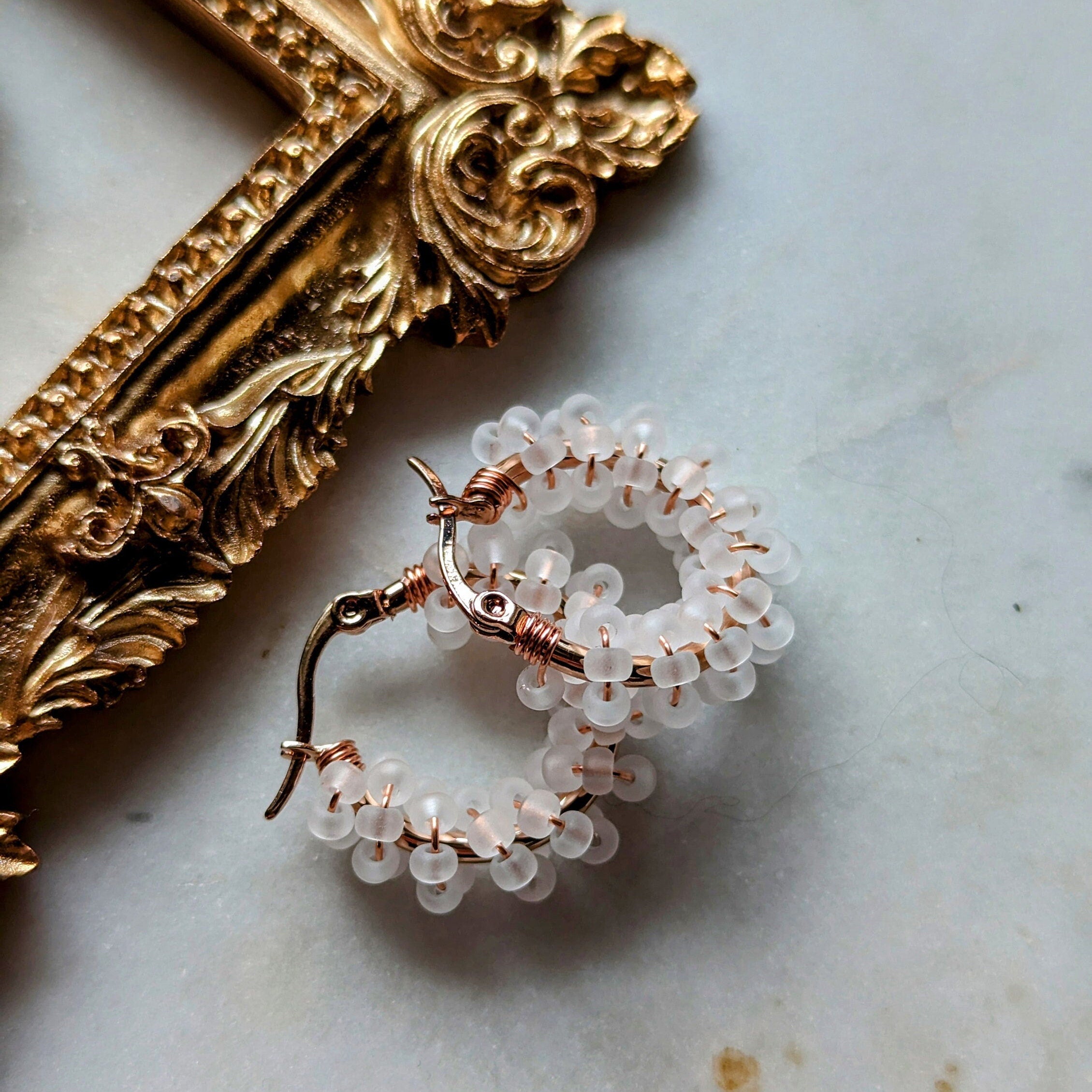 Boucles d'oreilles Rocailles "Sel"