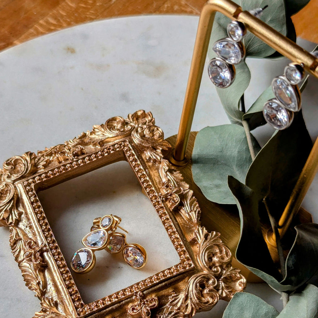 Zirkonia Ohrstecker "Trio" - Ohrstecker aus Zirkonia mit drei Steinen