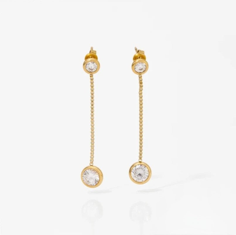 Zirkonia Pendulum - Edelstahl Ohrstecker mit Zirkonia