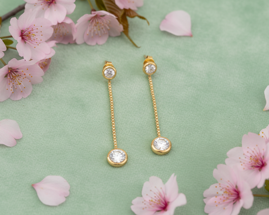 Zirkonia Pendulum - Edelstahl Ohrstecker mit Zirkonia