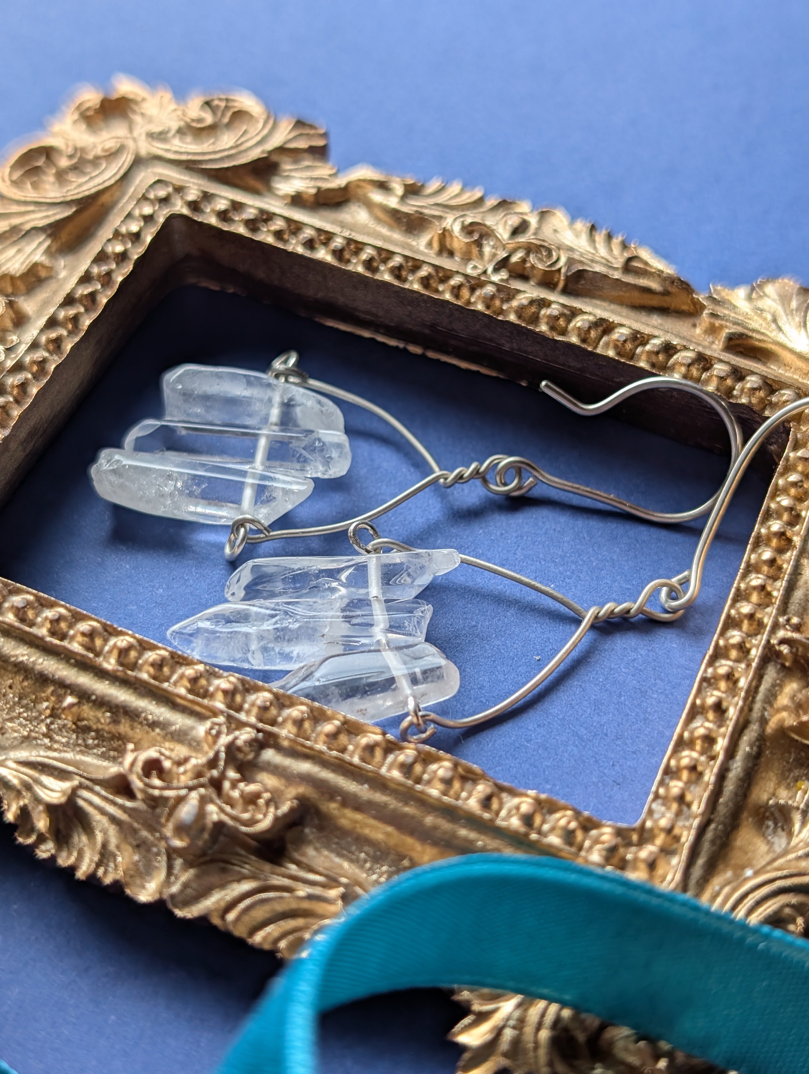 Firn Glacier - Ohrhänger mit Eiszapfen aus Quarzsplittern